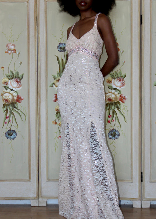 My Michelle Pink Lace Formal Dress