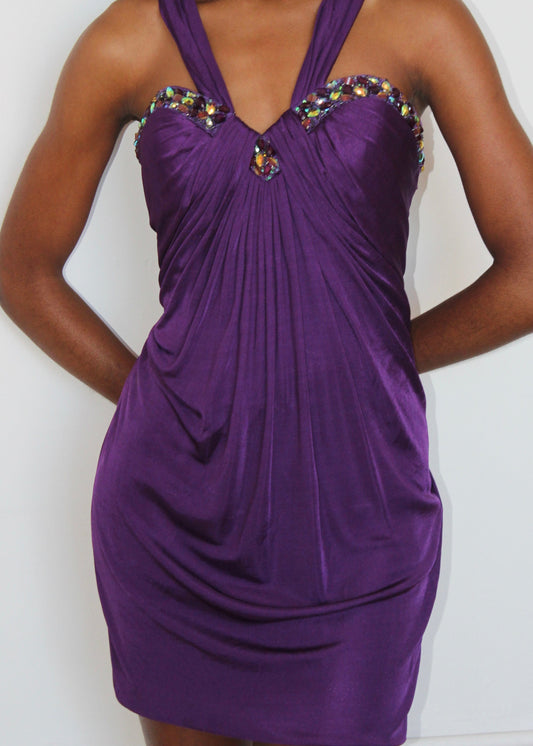 La Femme Bejeweled Mini Dress