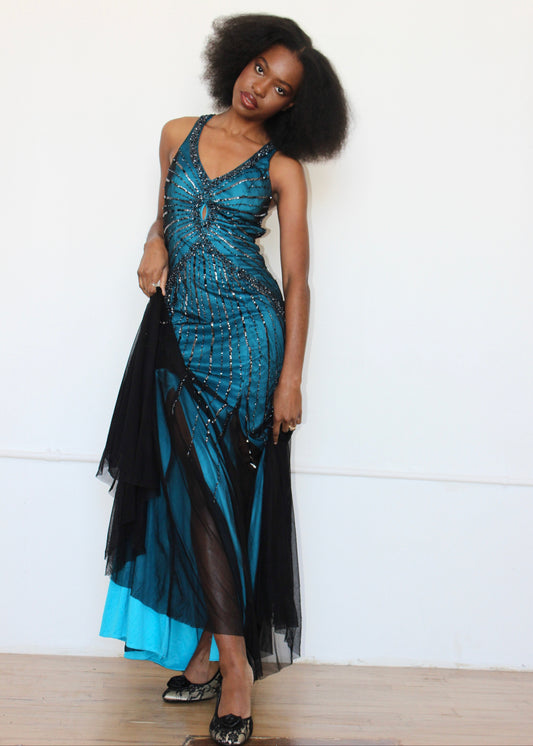 Cecily Brown Fully Beaded Formal Dress