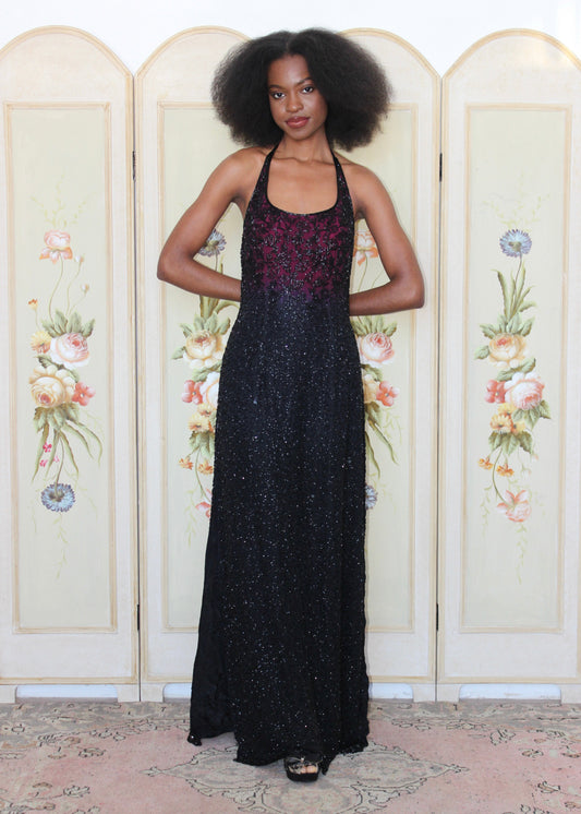 Sean Collection Silk Pink Beaded Formal Dress