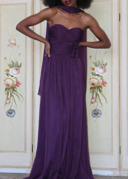 Poly USA Purple Rose Formal Dress with Shawl