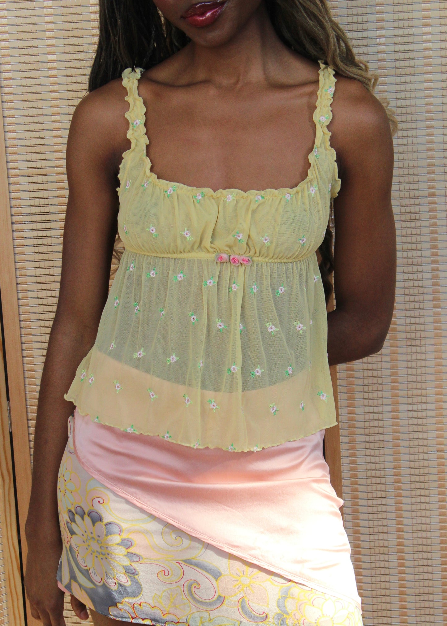 Victoria's Secret Sheer Mesh Embroidered Top