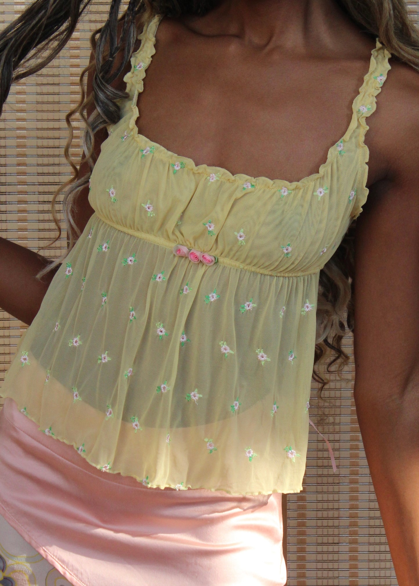 Victoria's Secret Sheer Mesh Embroidered Top