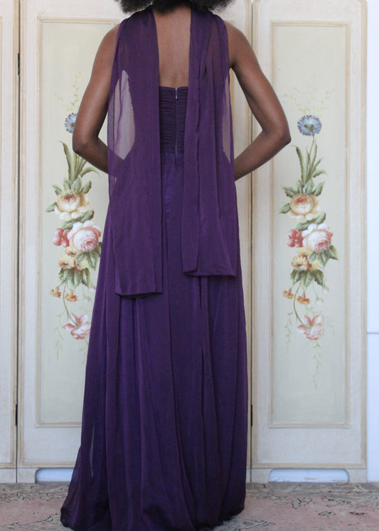 Poly USA Purple Rose Formal Dress with Shawl