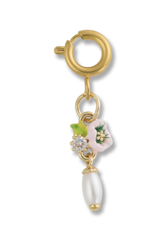 Pink Poppy Pearl Charm