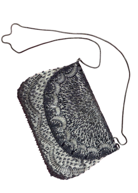 Silver Beaded Evening Bag
