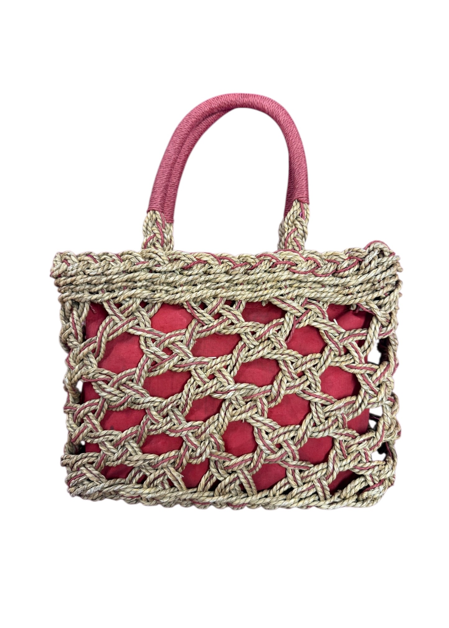 Red and Brown Woven Bag
