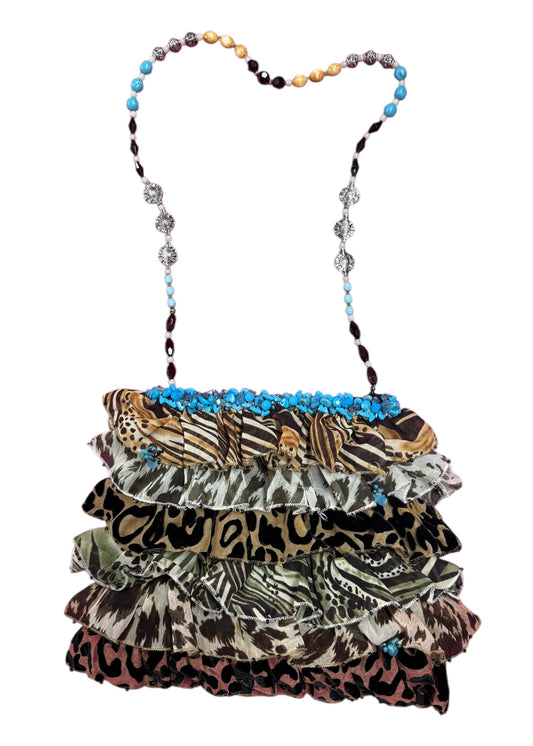 Mary Frances Animal Print and Turquoise Bag