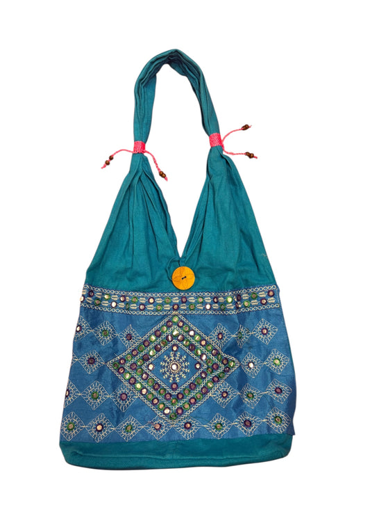 Blue Mirror Embroidered Bag