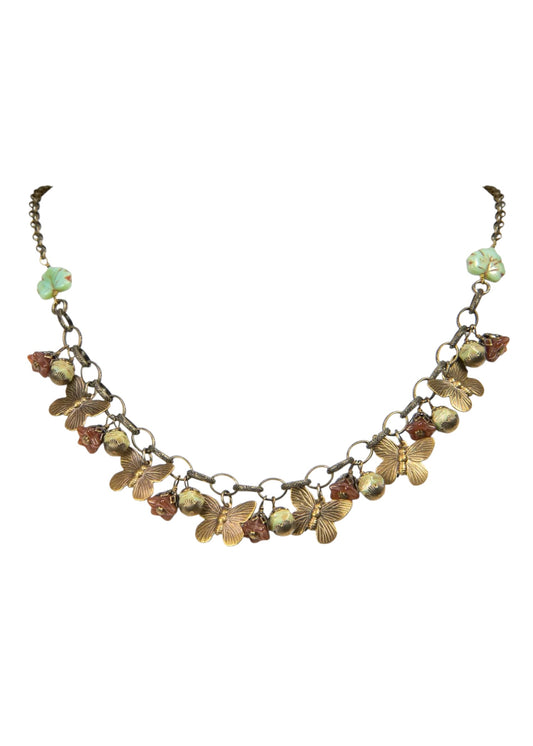 Vintage Brass Necklace - Gypsy Butterfly Necklace