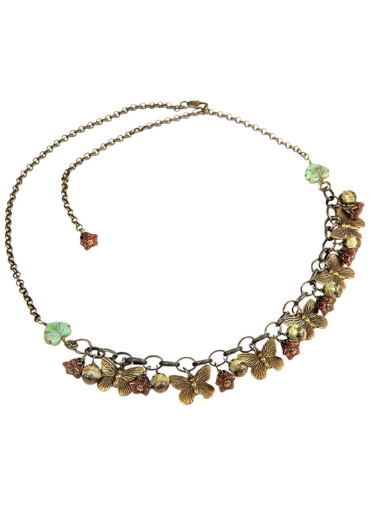 Vintage Brass Necklace - Gypsy Butterfly Necklace