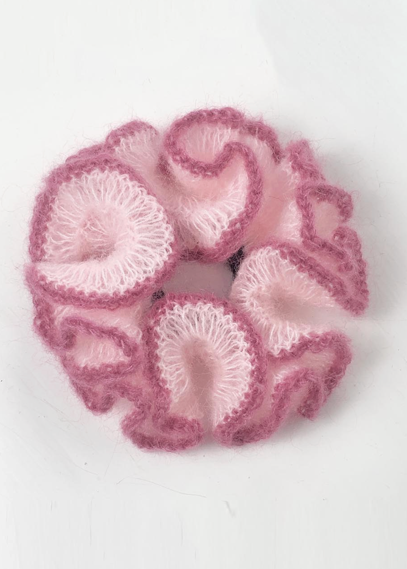 Fuzzy Color Block Handmade Ruffle Scrunchie