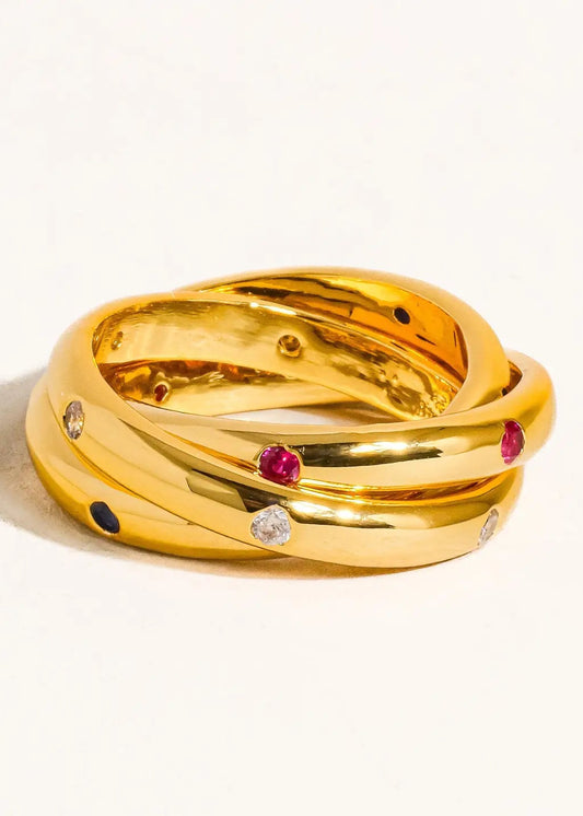 Gold Multi Stone Wrap Ring
