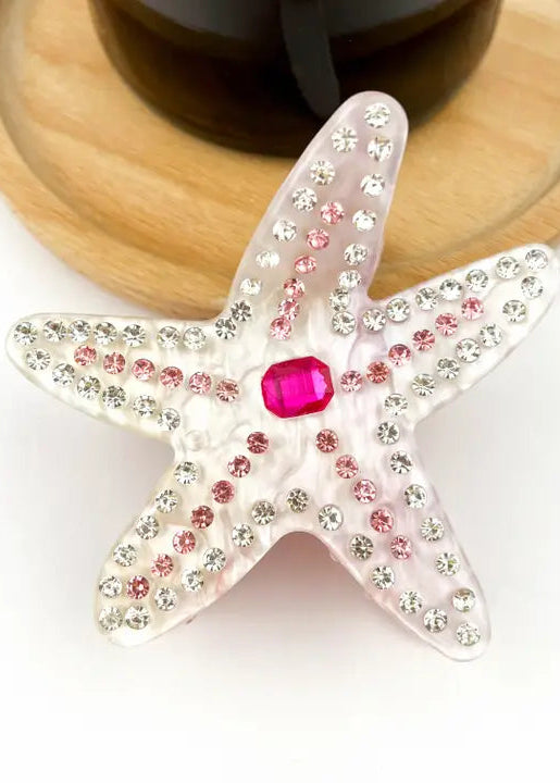 Diamond-Studded Starfish Claw Clip