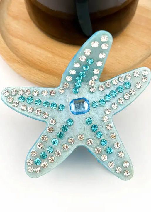 Diamond-Studded Starfish Claw Clip