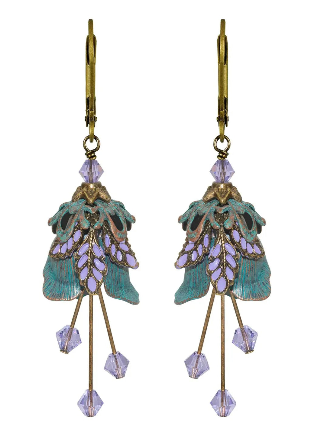 Flower Fairy: Rose Flower Hand Painted Leaves Earrings